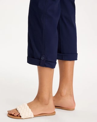 Poplin Cropped Roll Tab Pants click to view larger image.