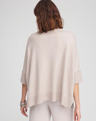 Cowl Neck Fringe Cashmere Blend Poncho click to view larger image.