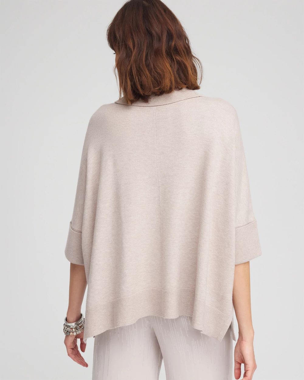 Cowl Neck Fringe Cashmere Blend Poncho