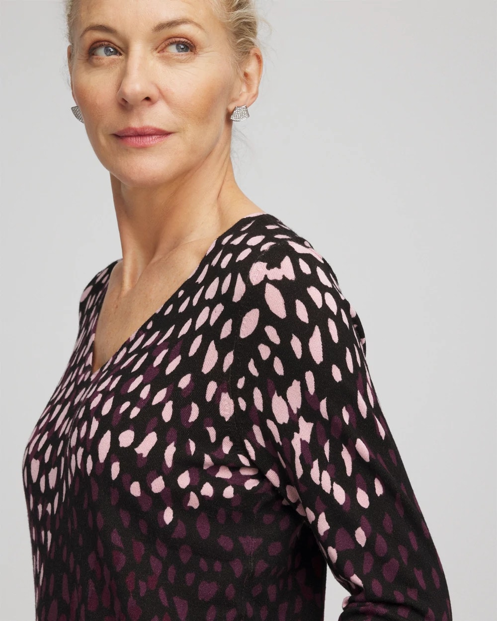 Ella Printed V-Neck Sweater