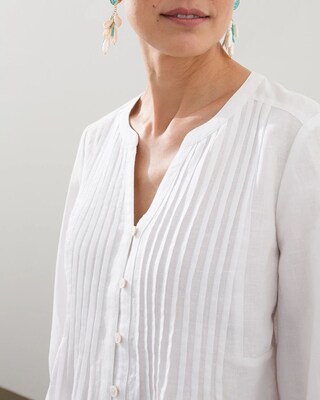 Linen-Blend Peasant Top