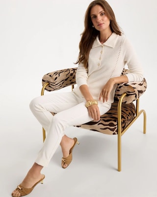 Long-Sleeve Pullover Polo Sweater click to view larger image.