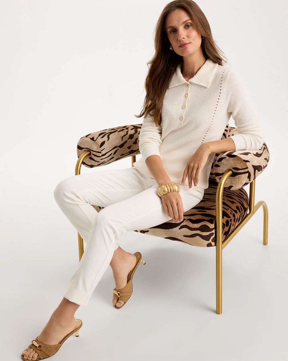 Long-Sleeve Pullover Polo Sweater click to view larger image.