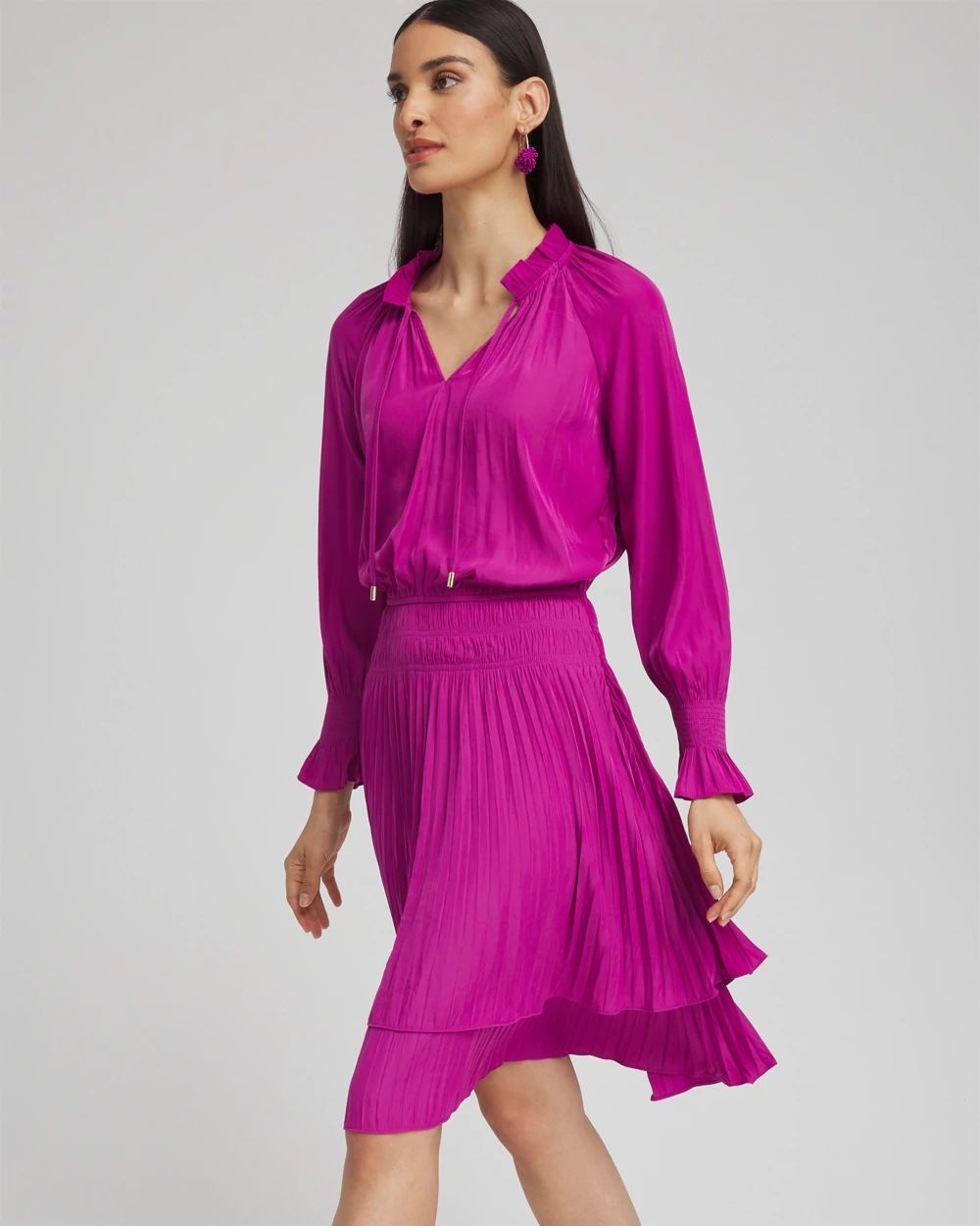 Drop Waist Pleated Tier Dress