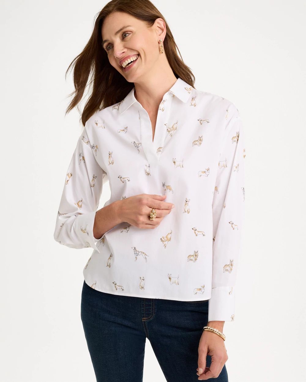 Poplin Cotton Dog Print Popover