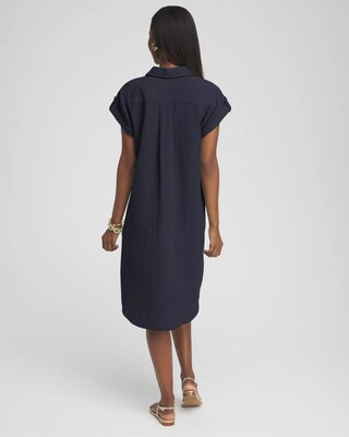 Gauze Roll Tab Sleeve Dress