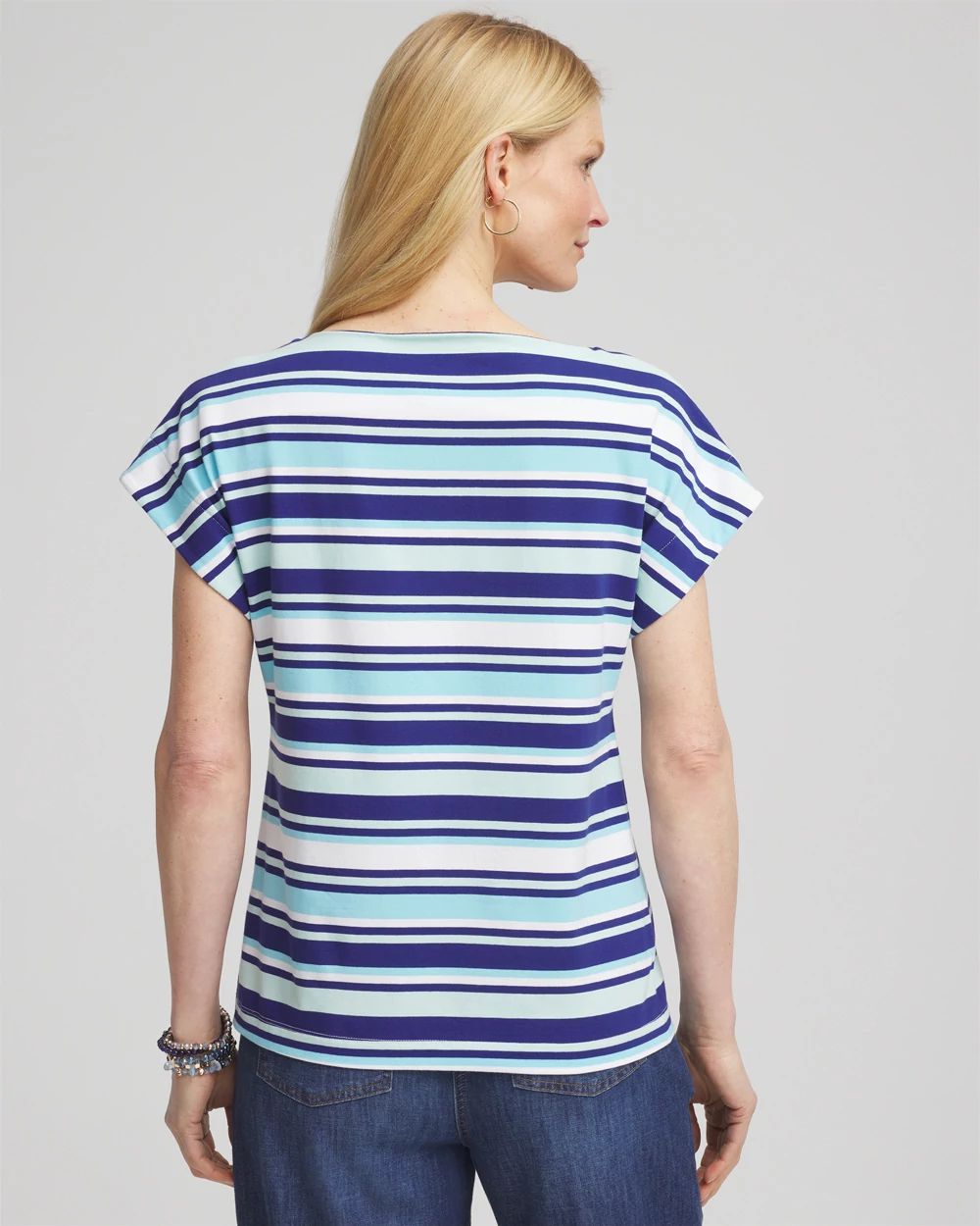 Stripe Modern Cap Sleeve Tee