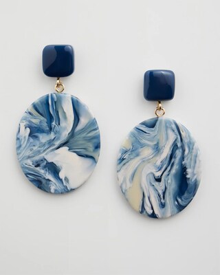 Blue Tie Dye Drop Earrings