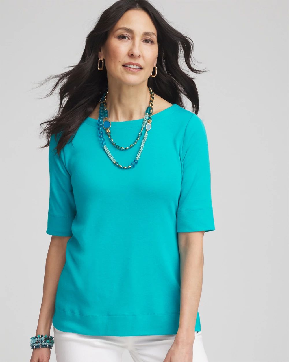 Pima Cotton Bateau-Neck Tee
