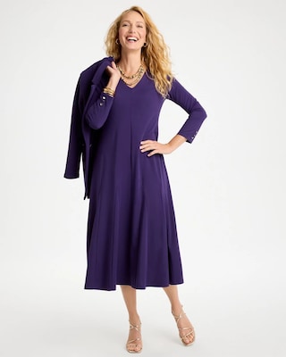 Ponte Godet Long-Sleeve Dress click to view larger image.