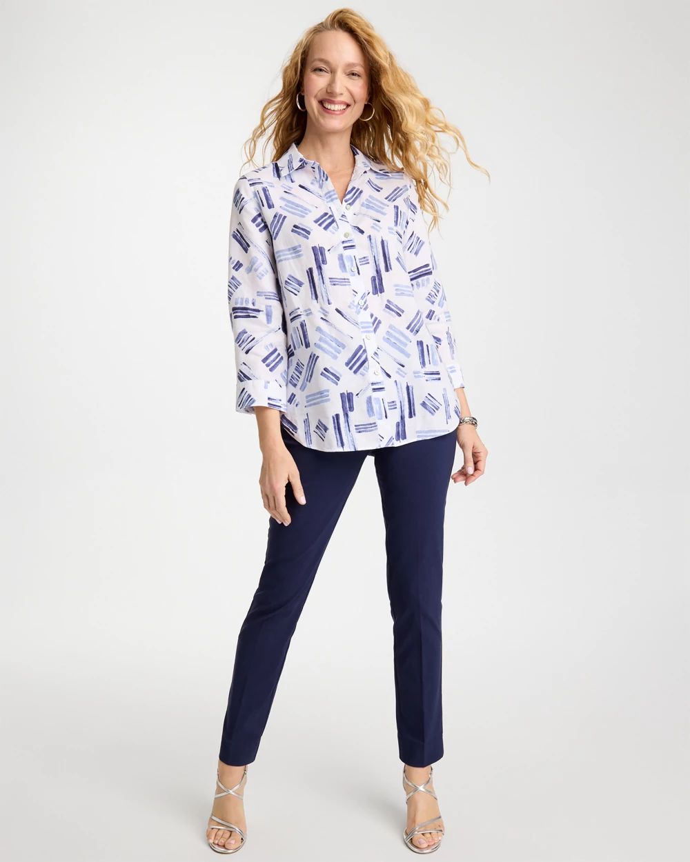 No Iron™ Printed Linen Shirt