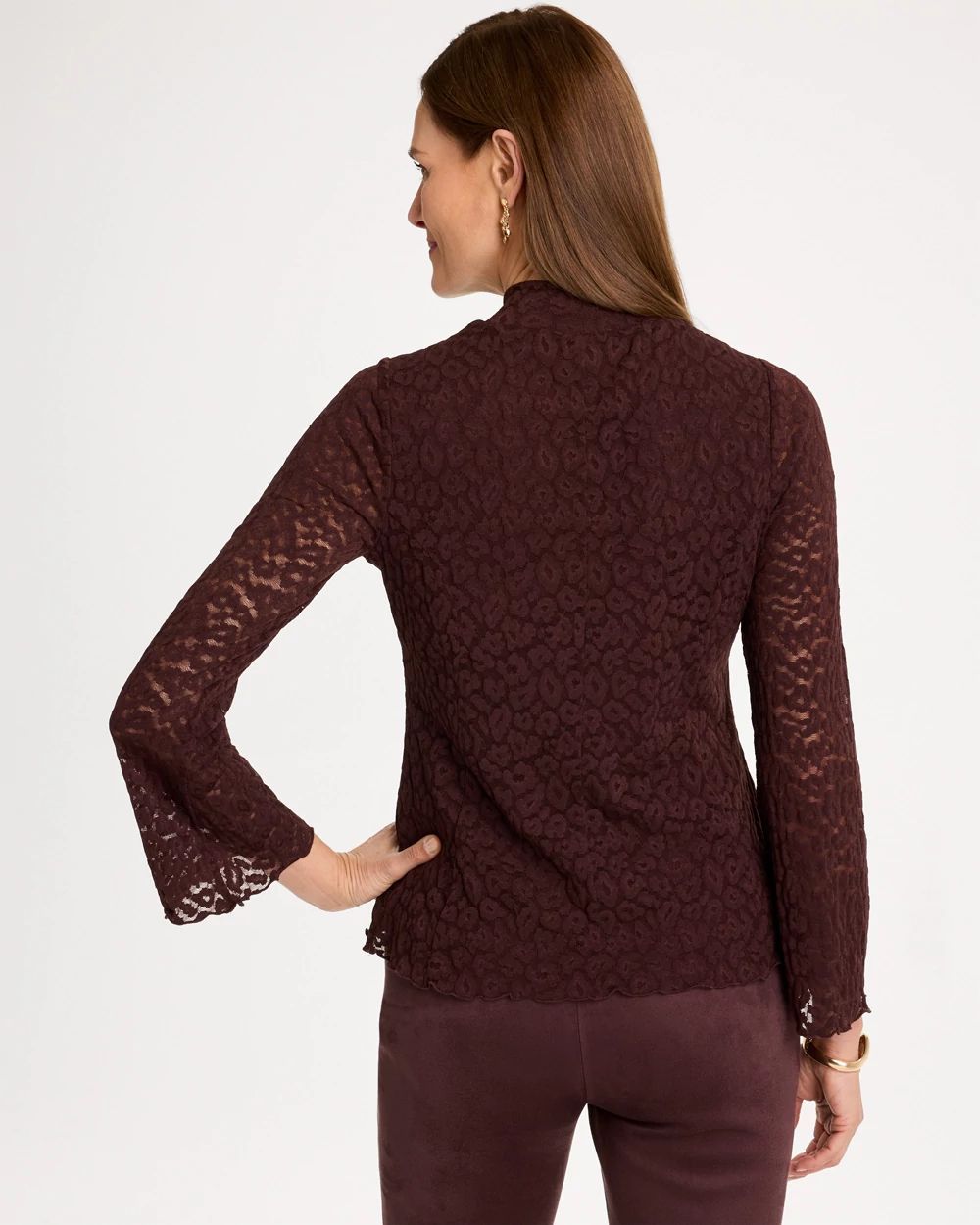 Prestige Print Lace Mockneck Top click to view larger image.