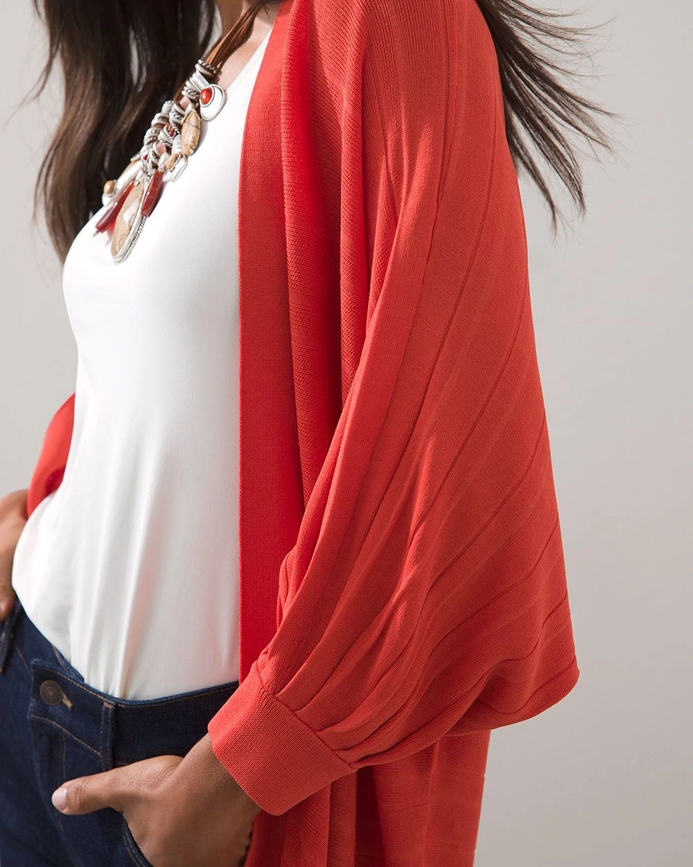 Faux Pleat Cardigan