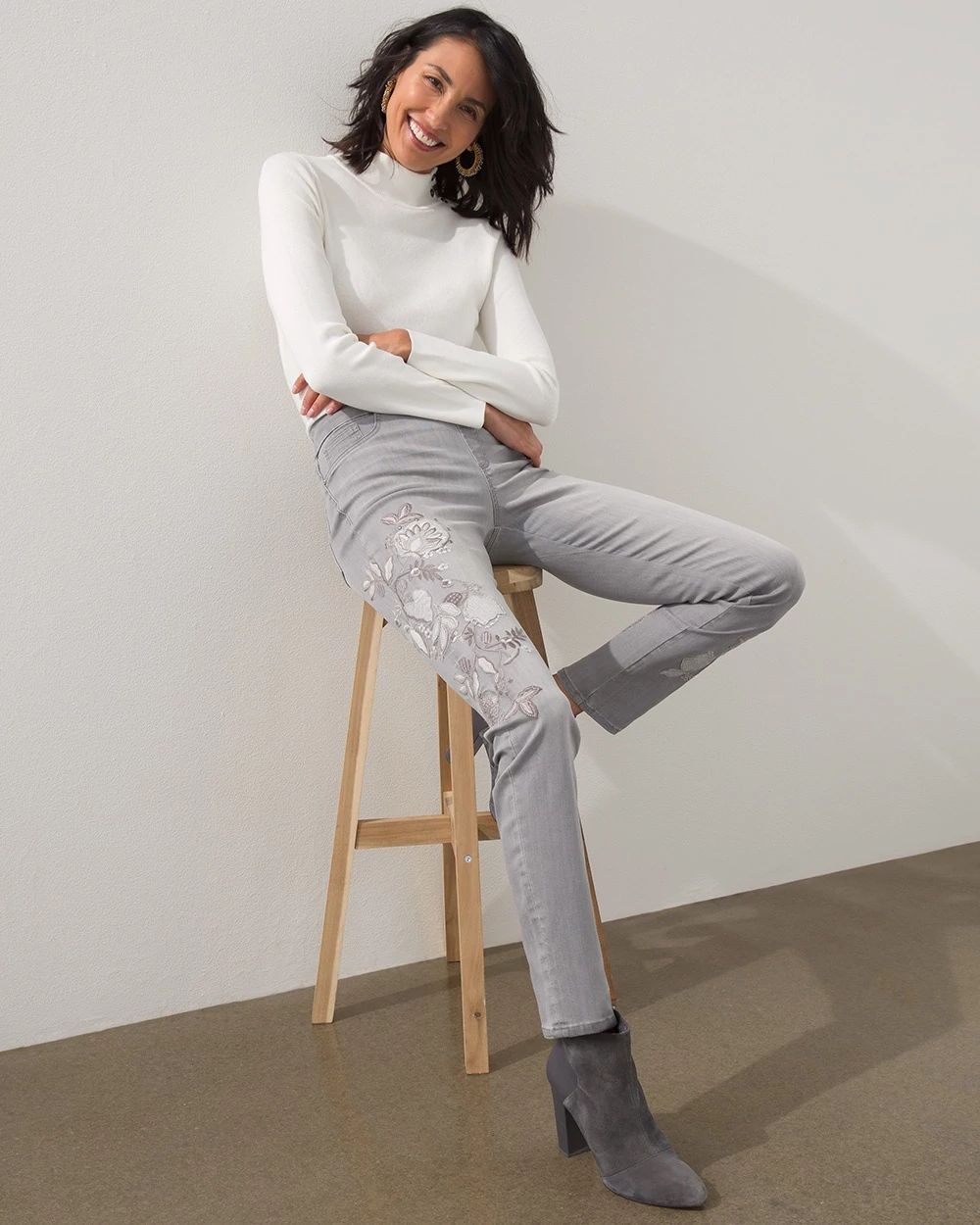 Pull-on Embellished Ankle Jeggings