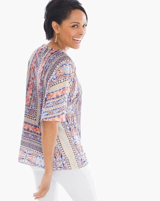 Tile-Border Flutter Sleeve Top