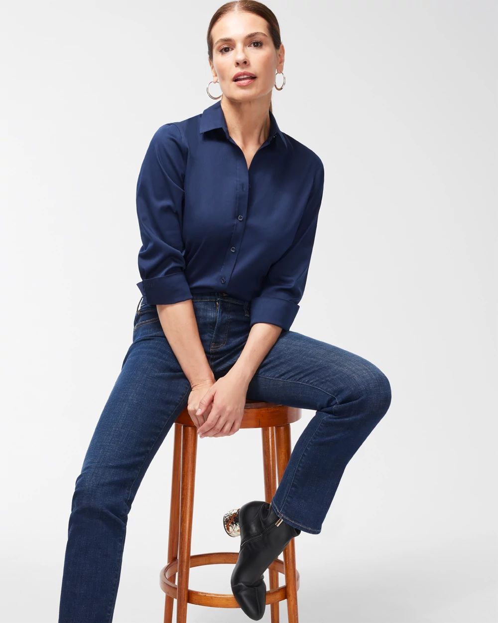 No Iron™ 3/4 Sleeve Stretch Shirt