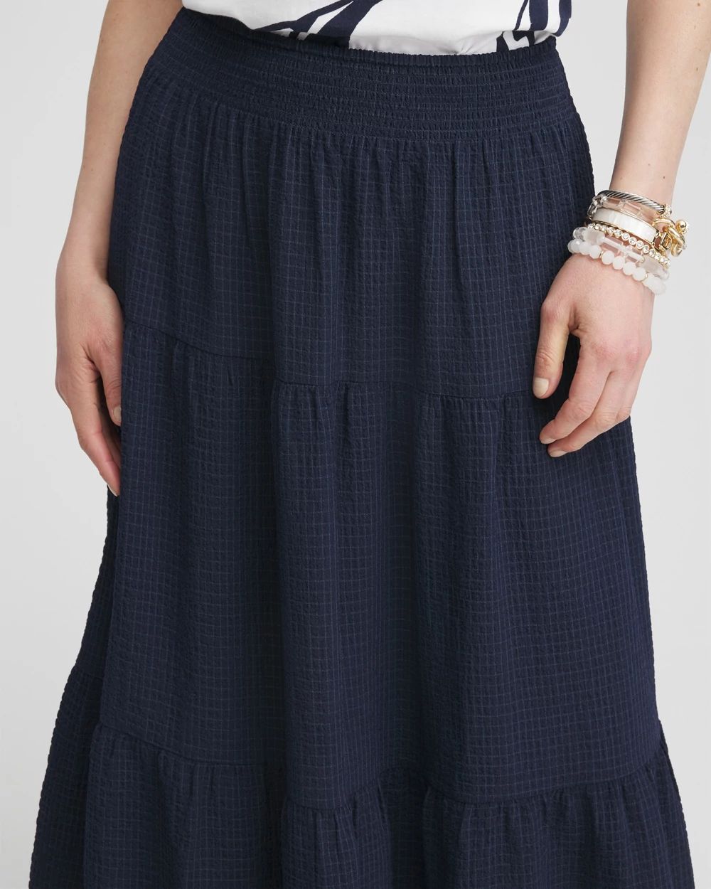 Smocked Waist Tiered Skirt click to view larger image.