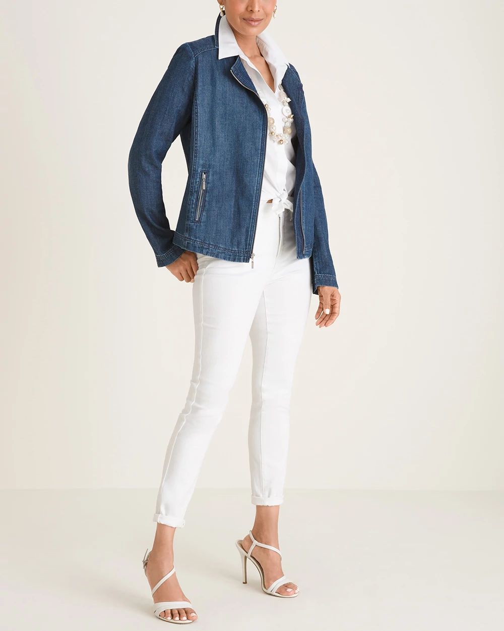 Herringbone Denim Moto Jacket