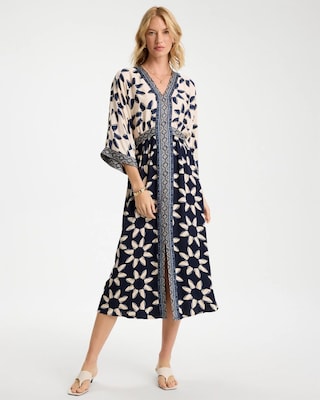 Faux Satin Contrast Floral Dress