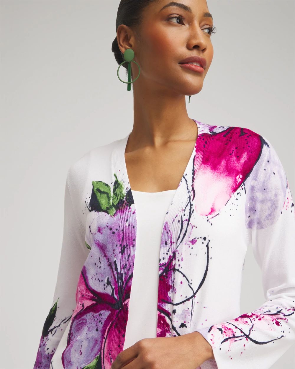 Spun Rayon Petals Flare Sleeve Cardigan