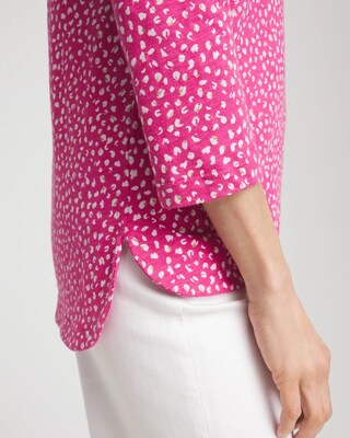 Slub Cheetah-Print 3/4 Sleeve Tee click to view larger image.