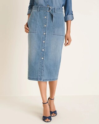 Button-Front Denim Skirt