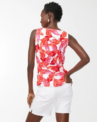Everyday Leaf Print Button Tank