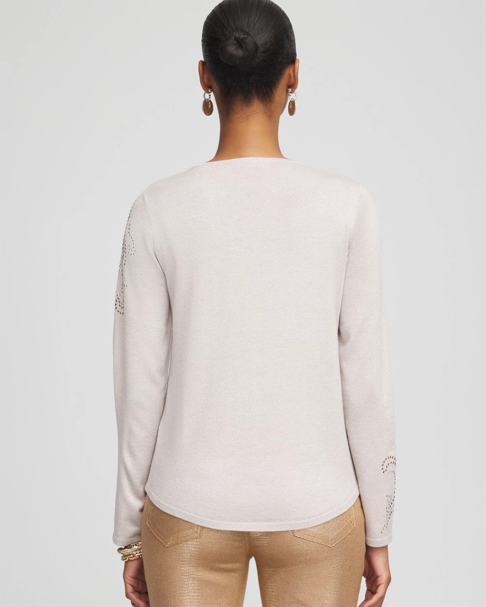 Embellished V-neck Pullover Sweater