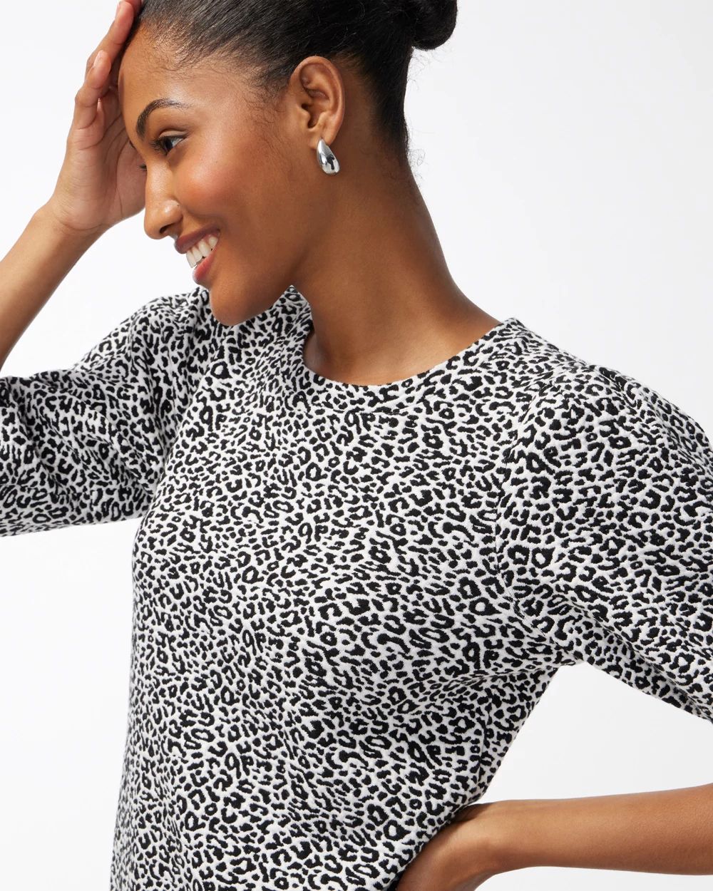 Zenergy Animal Print Jacquard Top