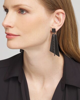 No Droop™ Leather & Chain Drop Earrings