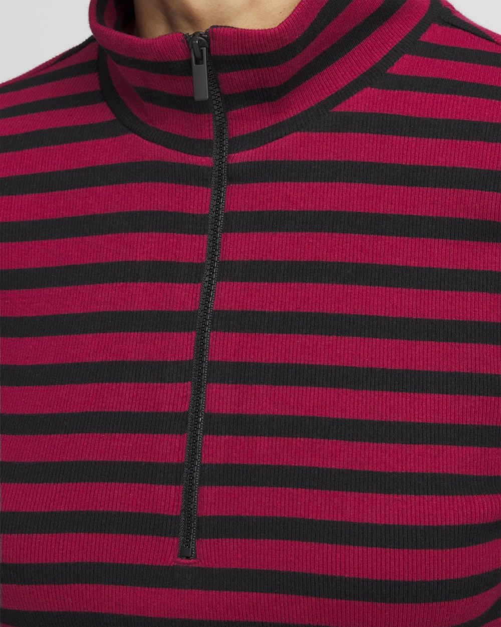 Zenergy® Stripe Mock Neck Zipper Tee