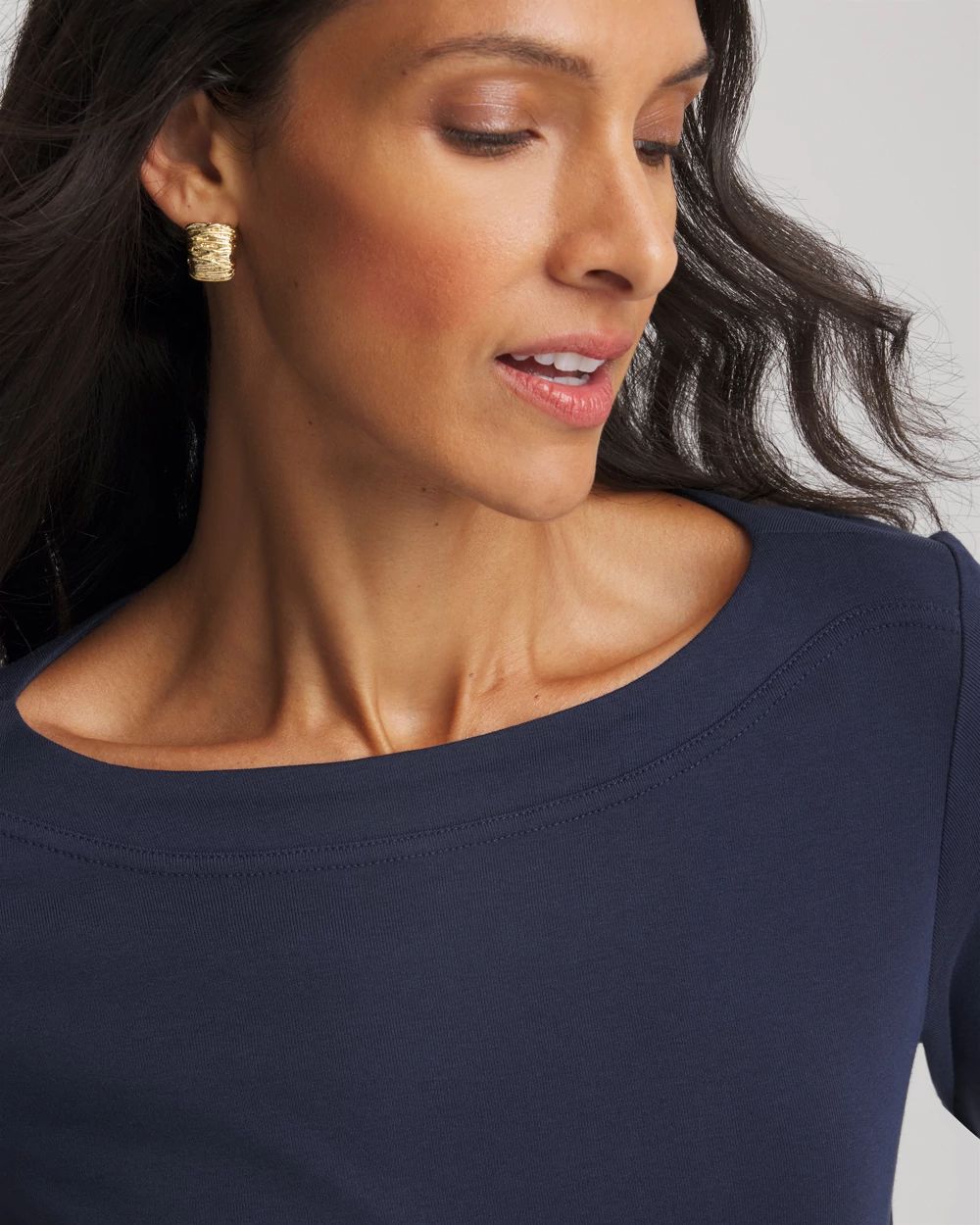 Stretch Cotton Boatneck Tunic