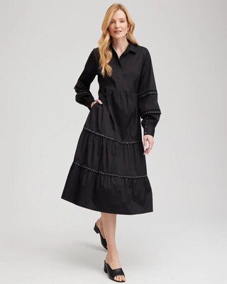 Poplin Lace Detail Tiered Dress