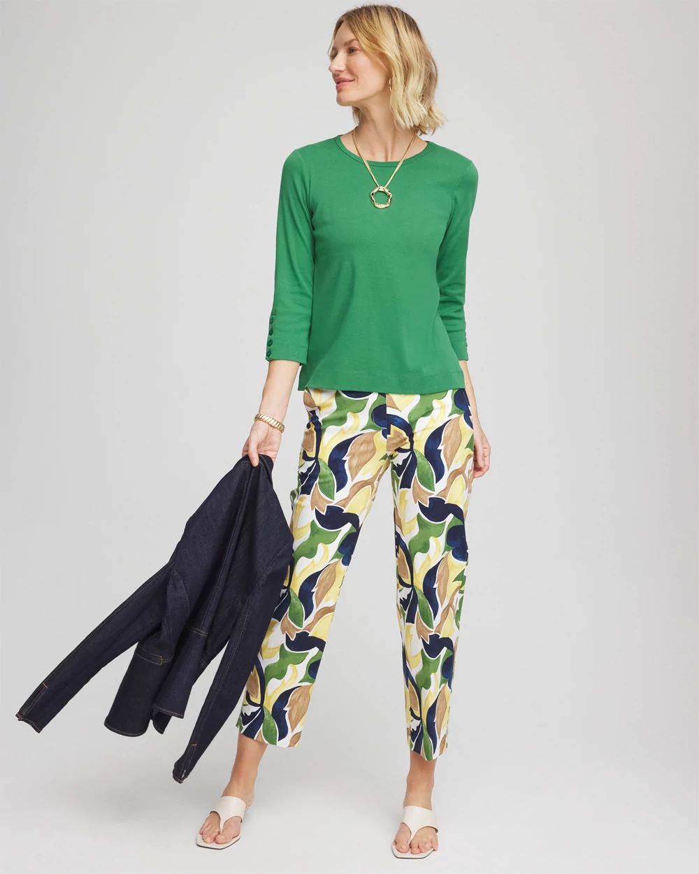 Pima Cotton Crewneck Button Tee click to view larger image.