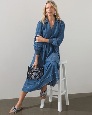 Tencel Fray Detail Tunic Dress