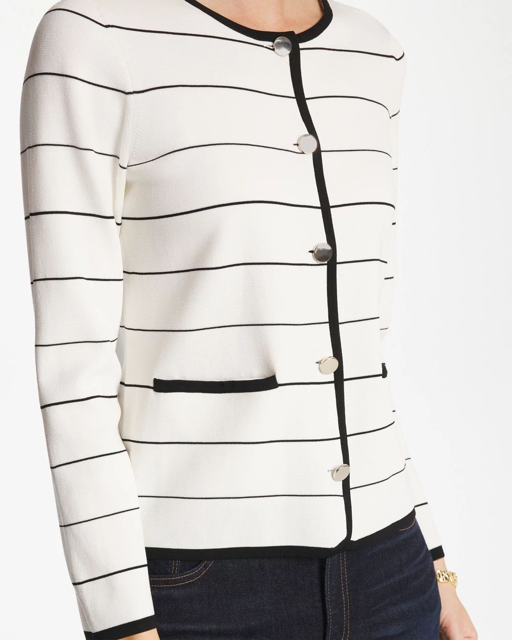 Contrast Tipped Sweater Blazer