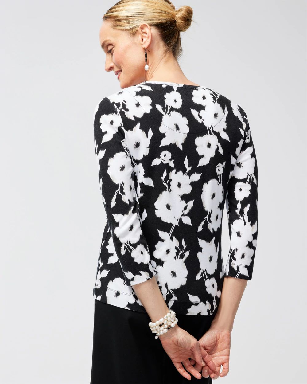 Pima Floral 3/4 Sleeve Everyday Tee