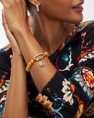 Yellow Jade Carabiner Bracelet