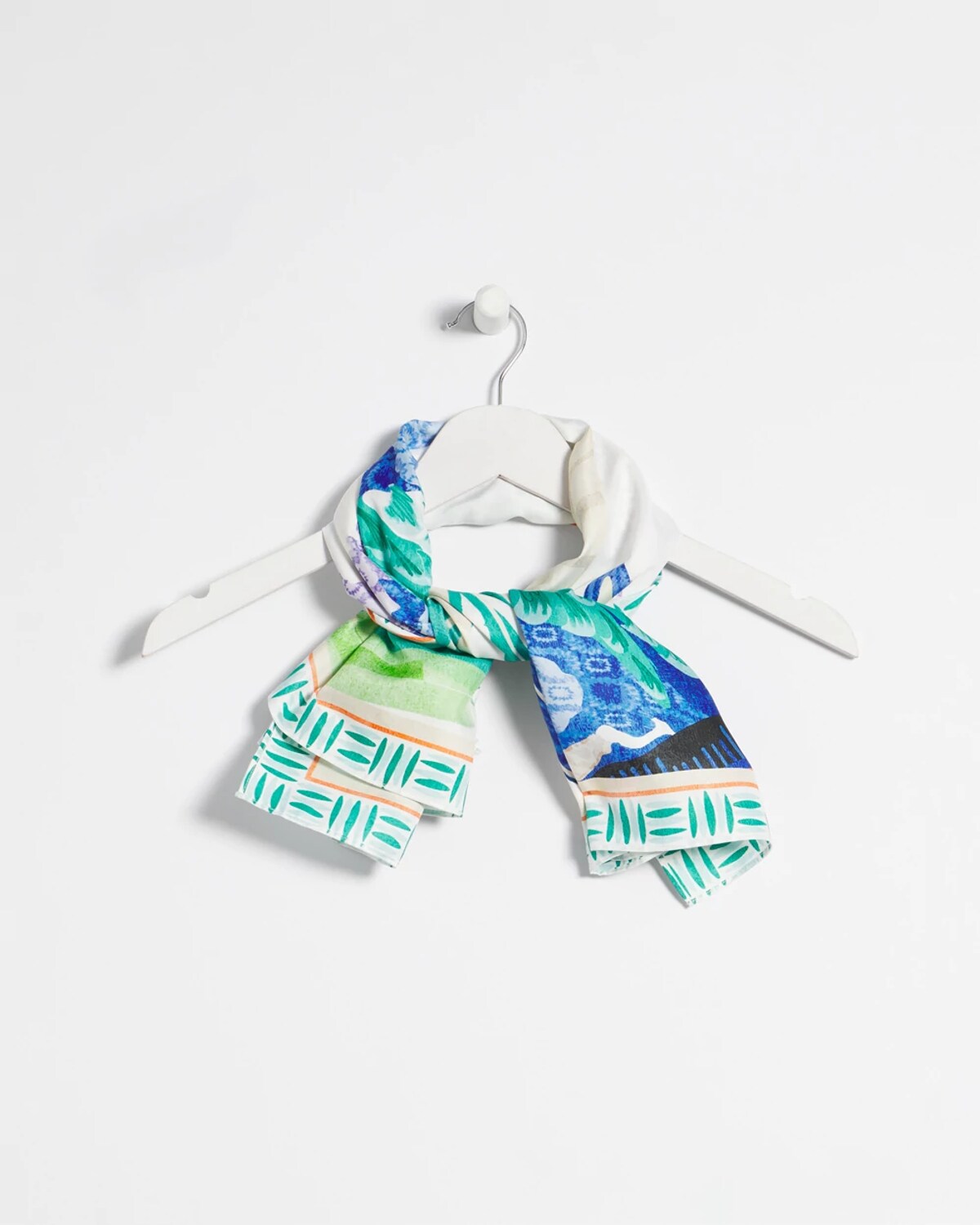 Chico's Tropical Paradise Square Neckerchief In White In White