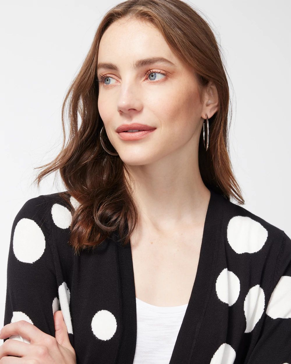 Spun Rayon Dot Print Cardigan