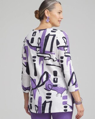 Abstract Henley Side Slit Tunic