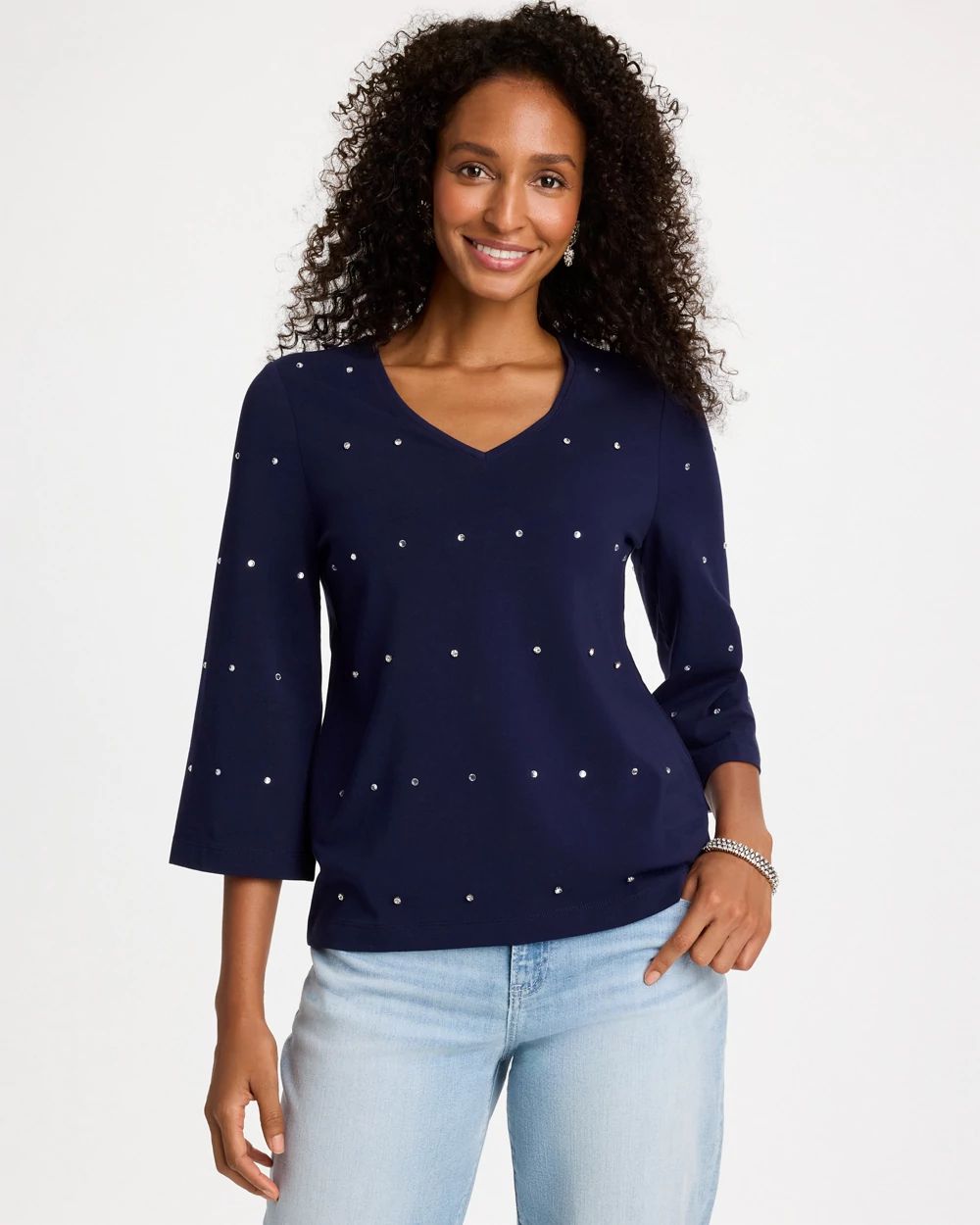 Rhinestone V-Neck Tee