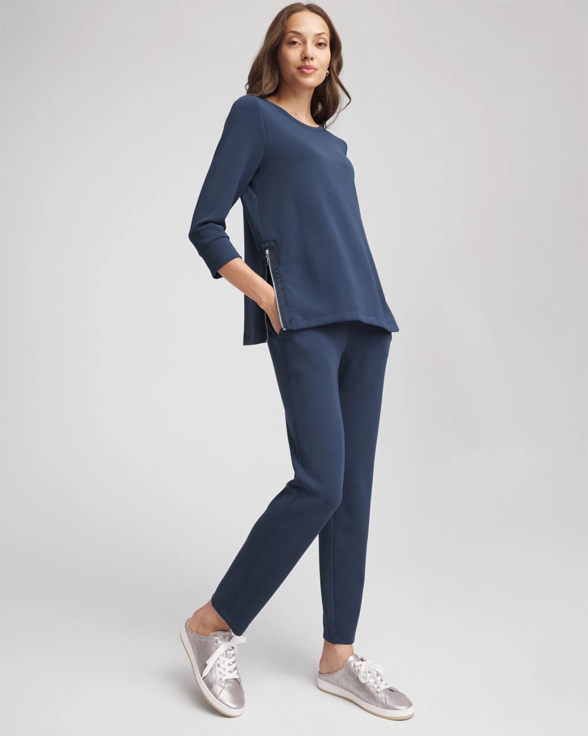 Chico's Scuba Tapered Ankle Pants In Blue