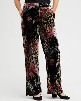 Velvet Print Wide Leg Pants