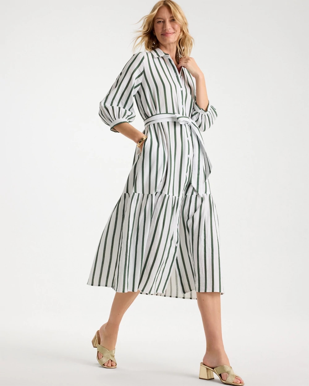 Striped Cotton-Gauze Shirtdress