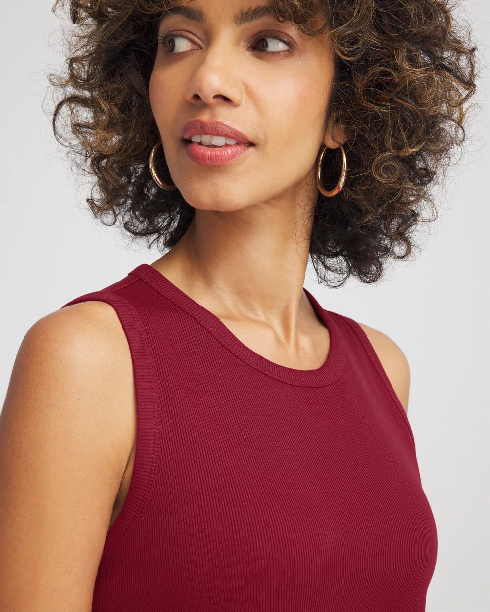 Ribbed High Neck Tank