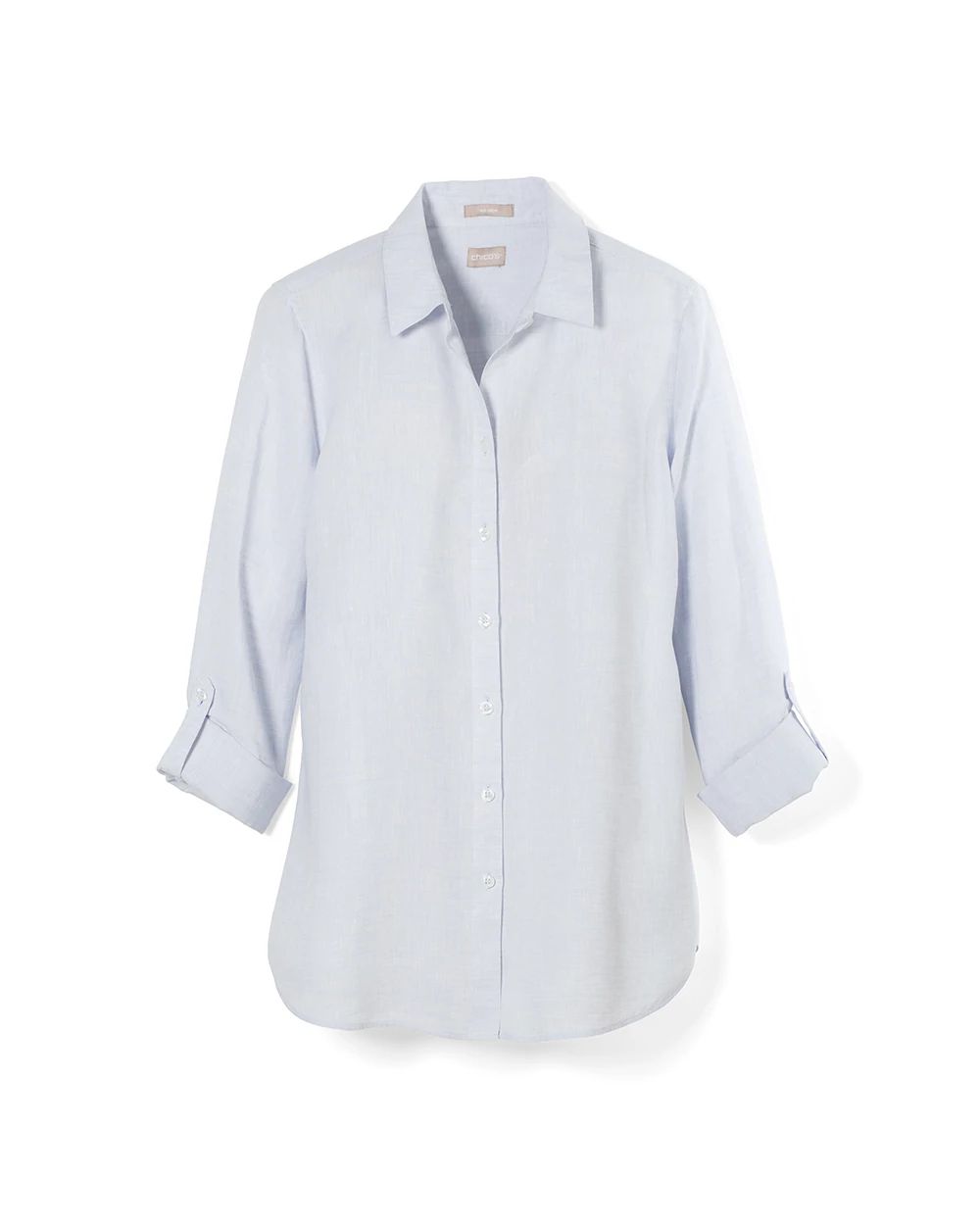 No-Iron Linen Roll-Tab Sleeve Shirt