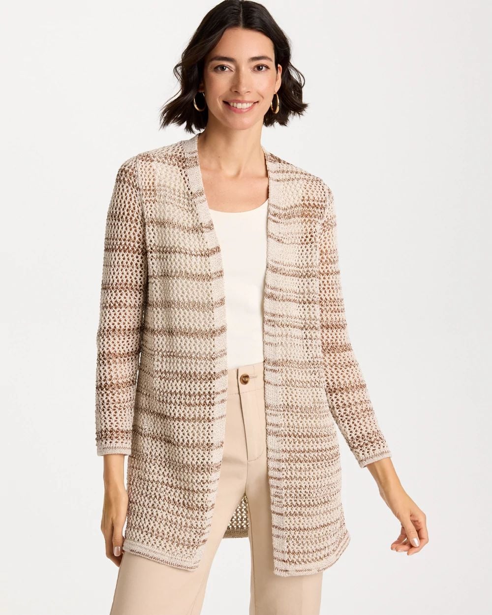 Pointelle Metallic Cardigan