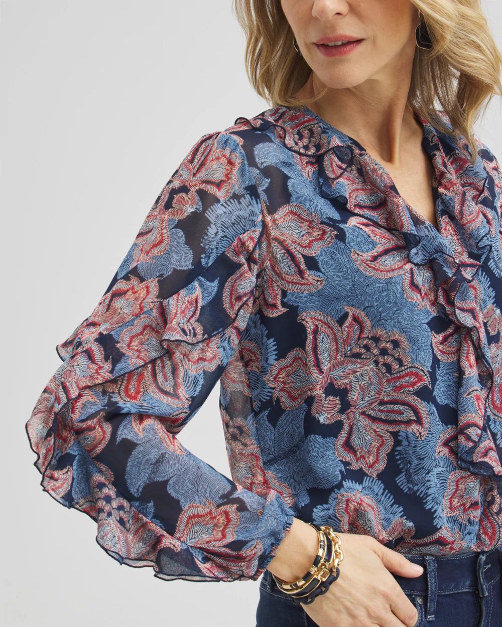 Ruffle Detail Floral Blouse