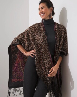 Reversible Paisley Leopard Ruana